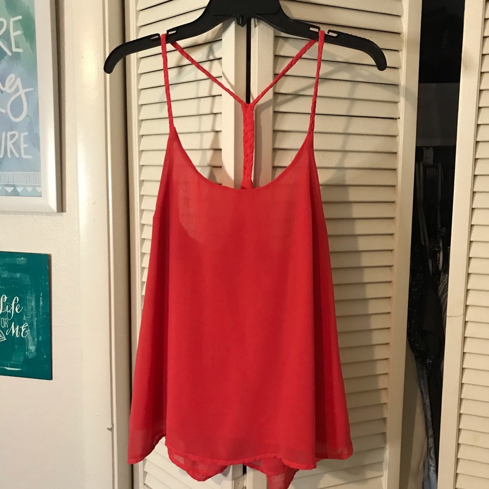 Braided Strap Detail - Red tank top